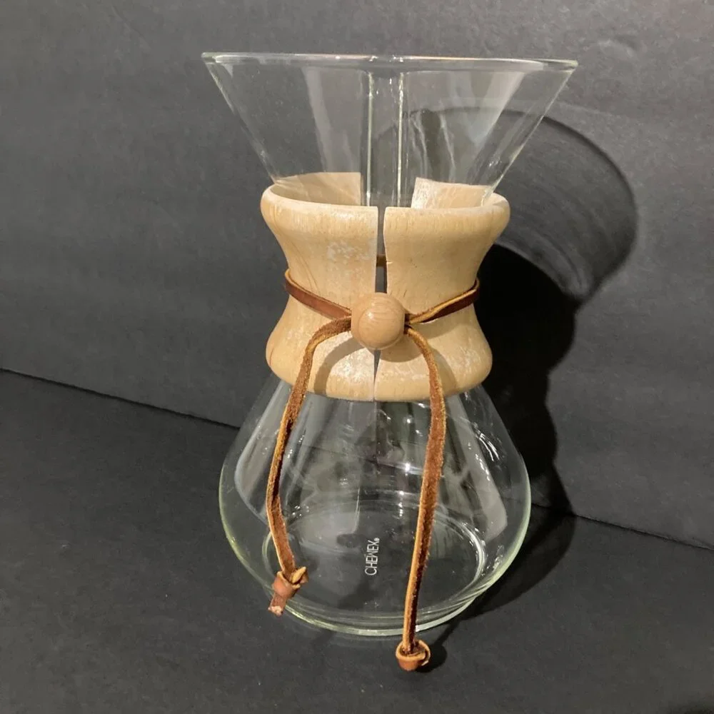 Vintage 1970s Chemex Pour Over Coffee Maker Glass And Wood